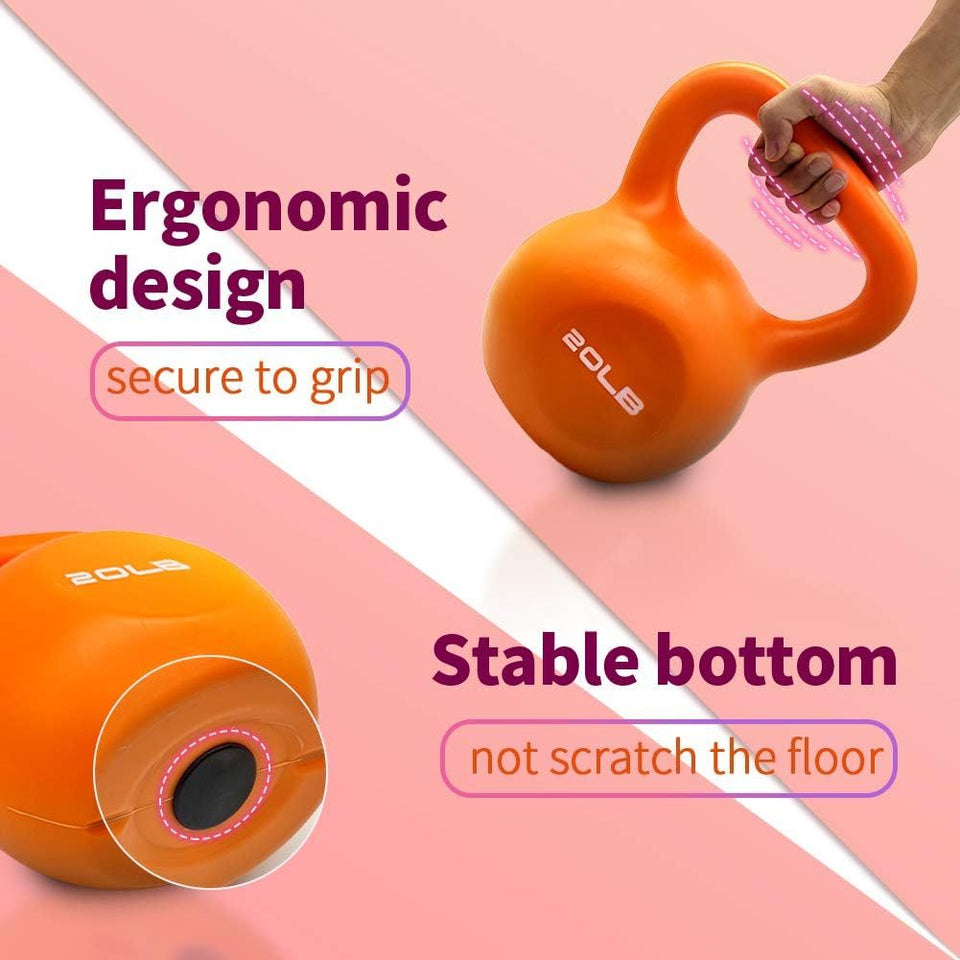 20lbs Kettlebell Set for Women | Vinyl Coated Strength Training Weight | Home Gym Workout & Weight Lifting Equipment