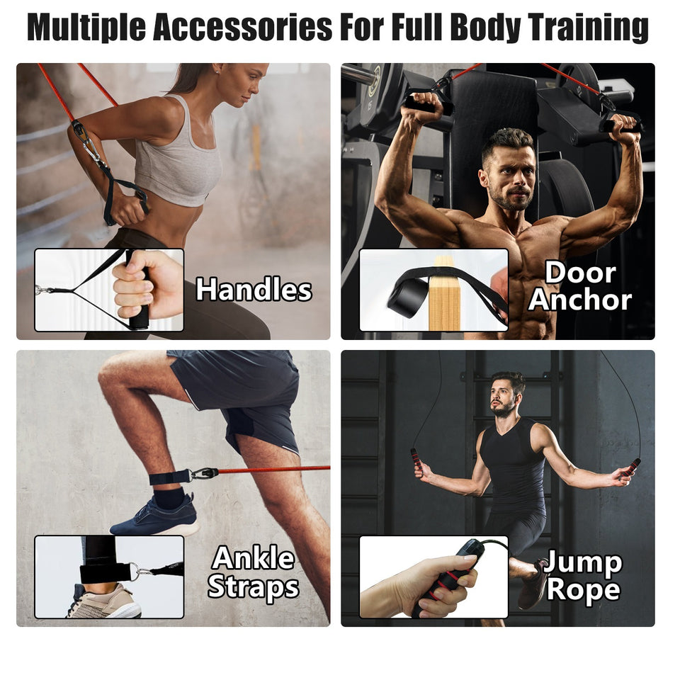 Multifunctional Push Up Board Set | Full Body Home Gym Equipment with Resistance Bands, Pilates Bar & Roller Wheel