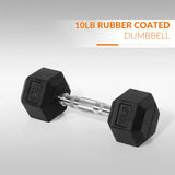 Hex Rubber Coated Dumbbell | Durable Non-Slip Dumbbell for Home Gym Workouts | Safe, Space-Saving Design – Self Pickup Only