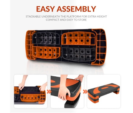 Stepped Cardio Platform | Adjustable 3-Level Workout Step | Non-Slip Fitness Stepper for Home Gym | Durable ABS | Self Pickup Only