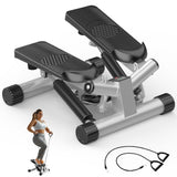 Mini Stepper with Resistance Bands | Compact Home Cardio & Full Body Workout Machine | Quiet, Adjustable, LED Display