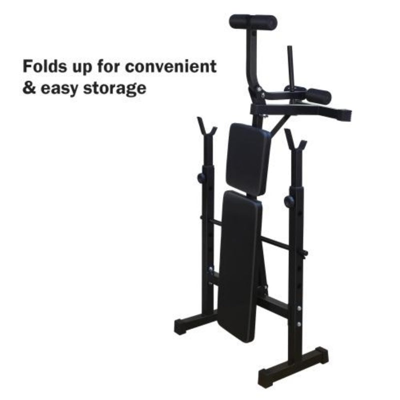 Olympic Weight Bench With Squat Rack & Bench Press | Adjustable Full-Body Home Gym Strength Training Equipment