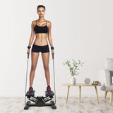 Mini Stepper Stair Stepper with Resistance Bands | Quiet Hydraulic Workout Machine with LCD Timer | 330LB Home Fitness Stepper