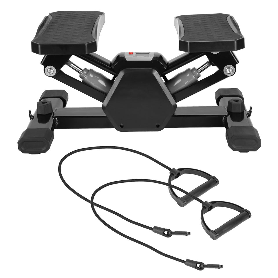 Mini Stepper Stair Stepper with Resistance Bands | Quiet Hydraulic Workout Machine with LCD Timer | 330LB Home Fitness Stepper