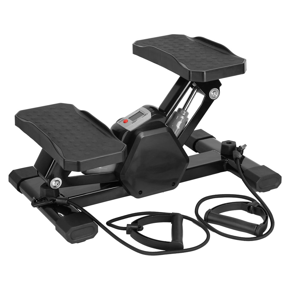 Mini Stepper Stair Stepper with Resistance Bands | Quiet Hydraulic Workout Machine with LCD Timer | 330LB Home Fitness Stepper