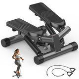 Mini Stepper with Resistance Bands | Compact Home Cardio & Full Body Workout Machine | Quiet, Adjustable, LED Display