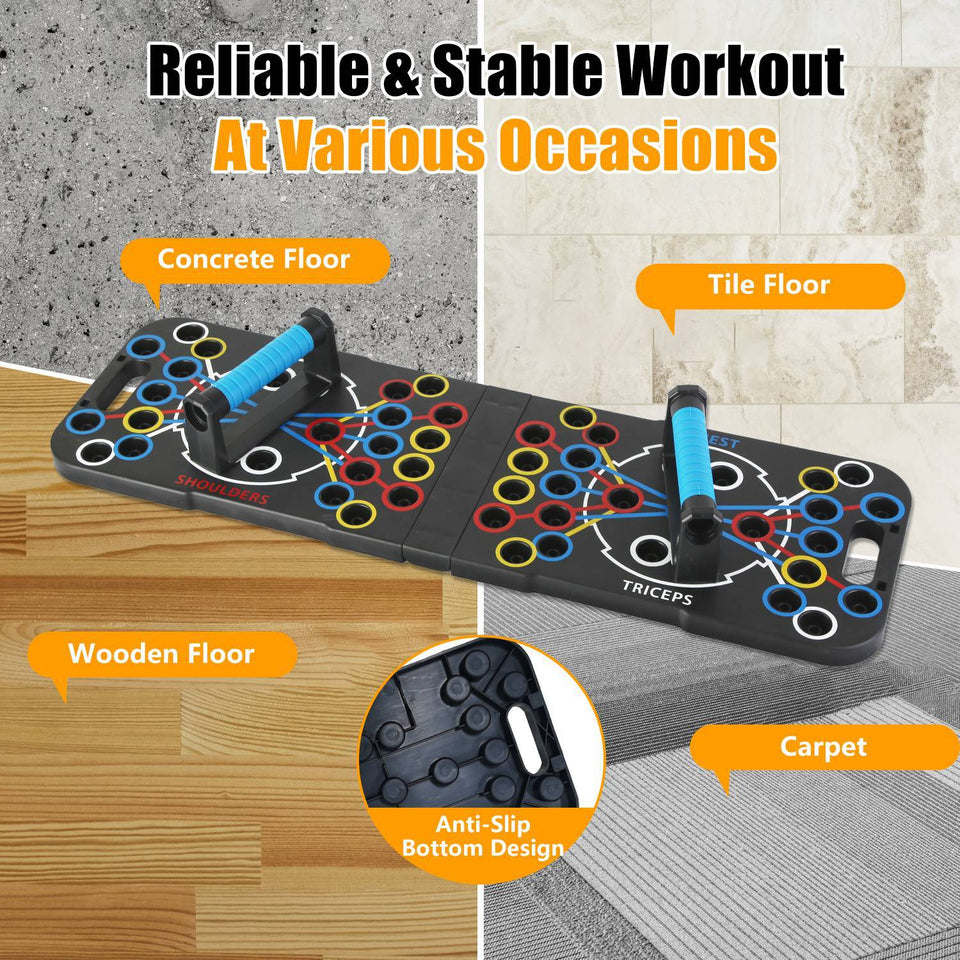 Multifunctional Push Up Board Set | Full Body Home Gym Equipment with Resistance Bands, Pilates Bar & Roller Wheel