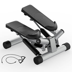 Mini Stepper with Resistance Bands | Compact Home Cardio & Full Body Workout Machine | Quiet, Adjustable, LED Display