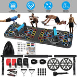 Multifunctional Push Up Board Set | Full Body Home Gym Equipment with Resistance Bands, Pilates Bar & Roller Wheel