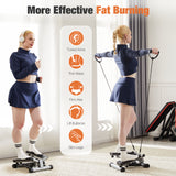 Mini Stepper with Resistance Bands | Compact Home Cardio & Full Body Workout Machine | Quiet, Adjustable, LED Display