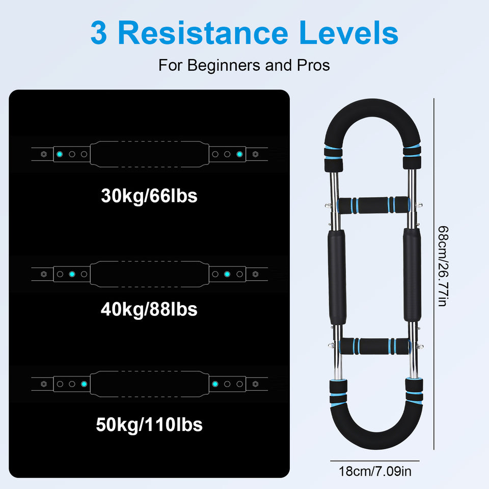 Adjustable Twister Arm Exerciser Bar | 3-Level Resistance 66–110LBS