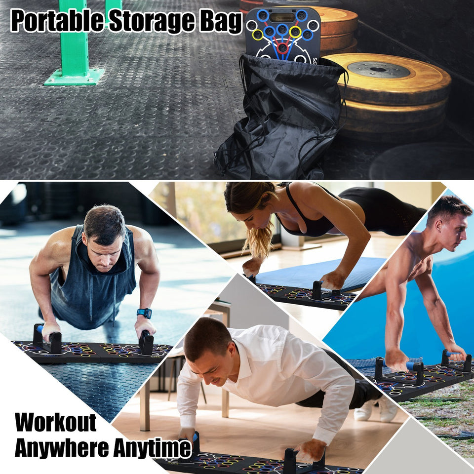 Multifunctional Push Up Board Set | Full Body Home Gym Equipment with Resistance Bands, Pilates Bar & Roller Wheel