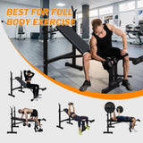 Olympic Weight Bench With Squat Rack & Bench Press | Adjustable Full-Body Home Gym Strength Training Equipment